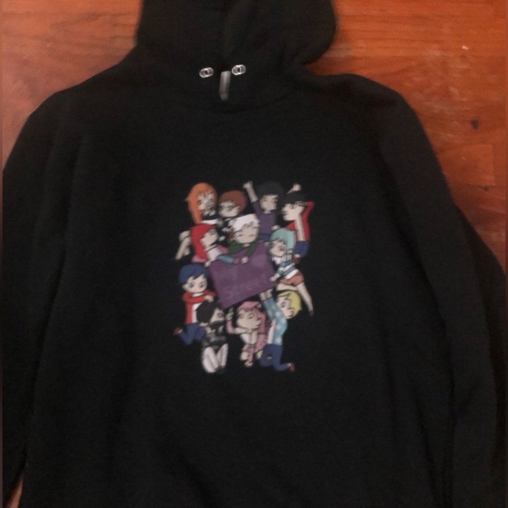 A black “my street” hoodie